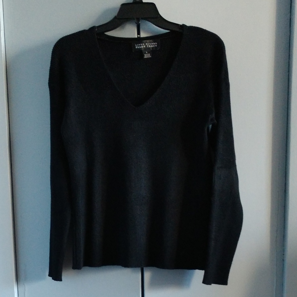 Linda Allard Ellen Tracy Sz L Sweater Navy Blue